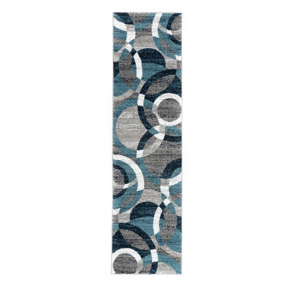 Wrought Studio Mehul Abstract Machine Woven Area Rug in Blue/Ivory/Gray